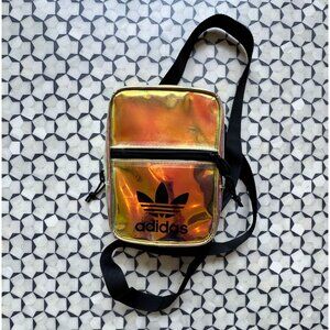 Adidas Iridescent Crossbody Bag With Adjustable Strap & Zipper Closure